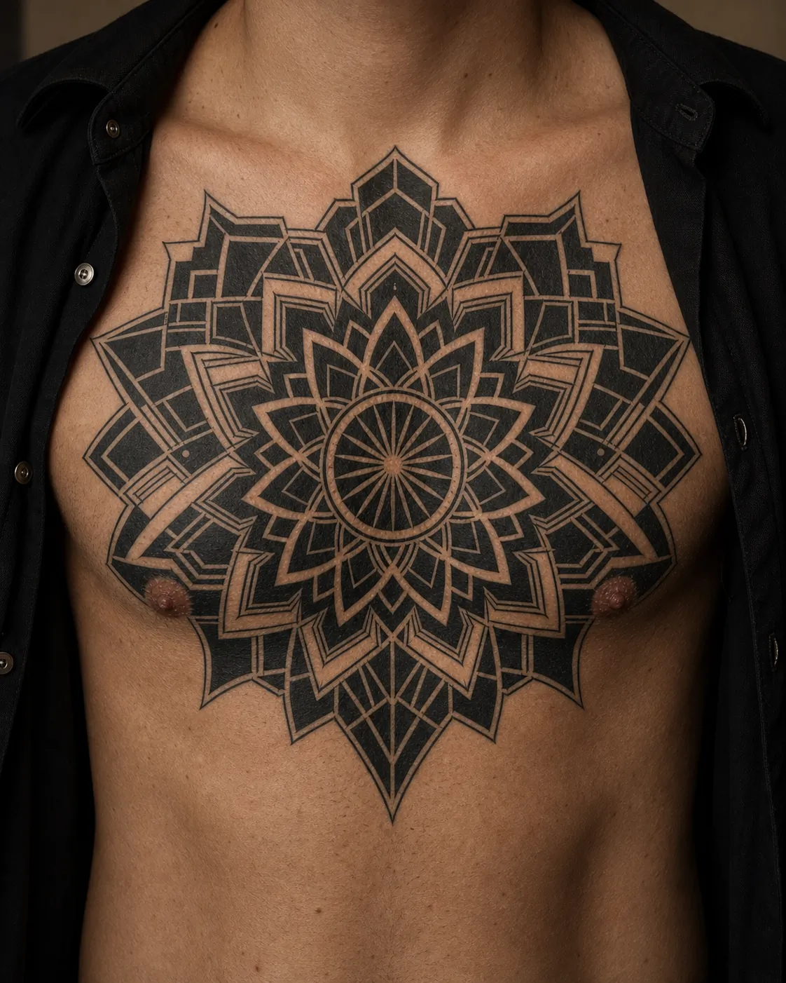 Ornamentalny blackwork na mostku